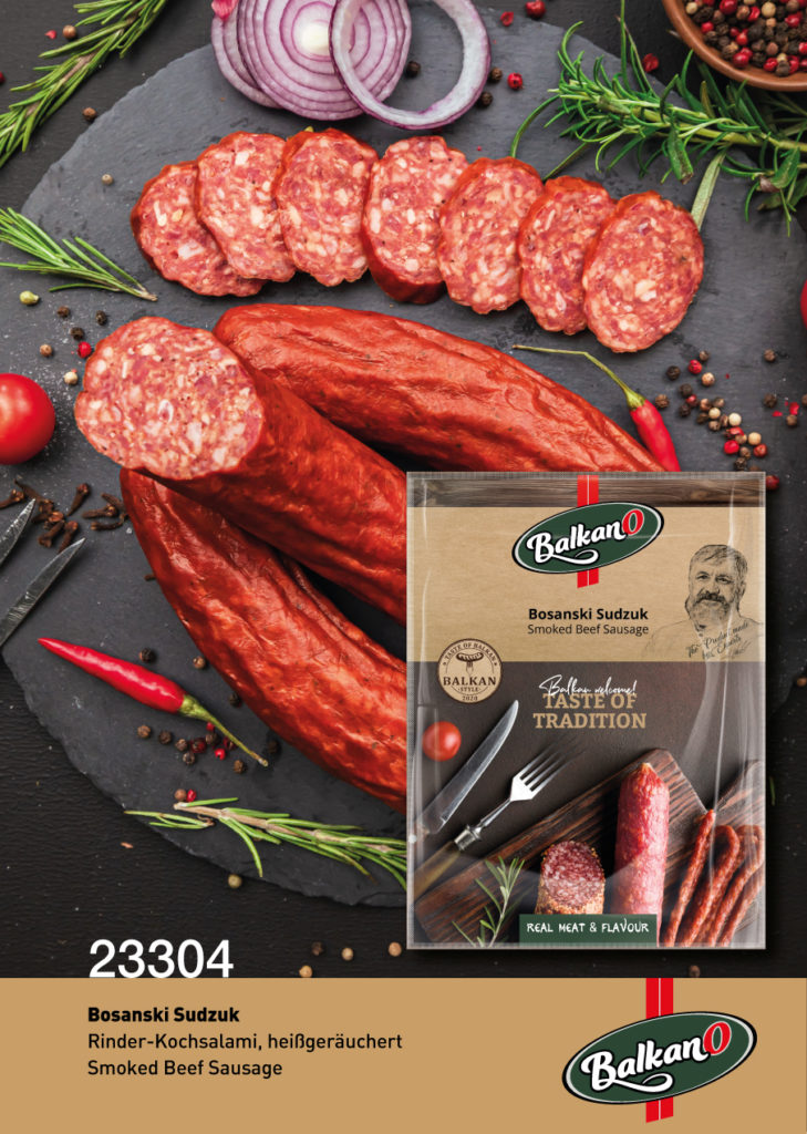 Sudzuk pikant, Rinder-Kochsalami, heißgeräuchert N3, 500g - Monolith ...